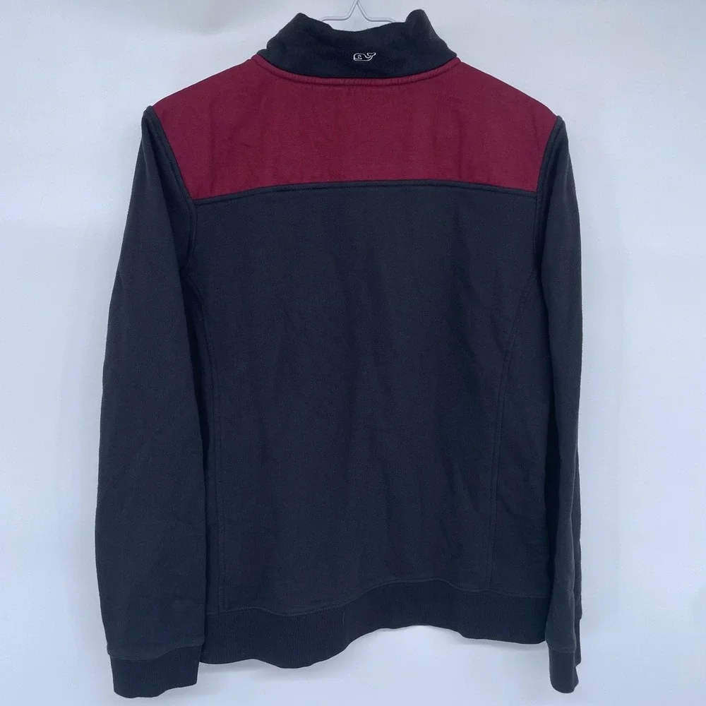 Vineyard Vines Two‎ Tone 1/4 Zip Pullover Sweatshirt Large Black Red